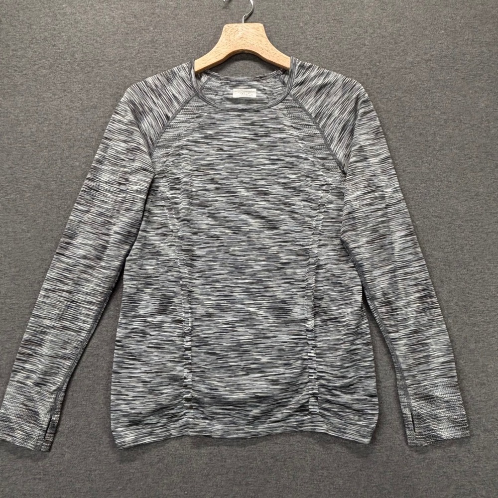 Athleta Top Womens XL Gray Space Dye Long Sleeve Ruched Back‎ Active Workout